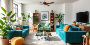 Interior modern al unei camere confortabile și stilate.