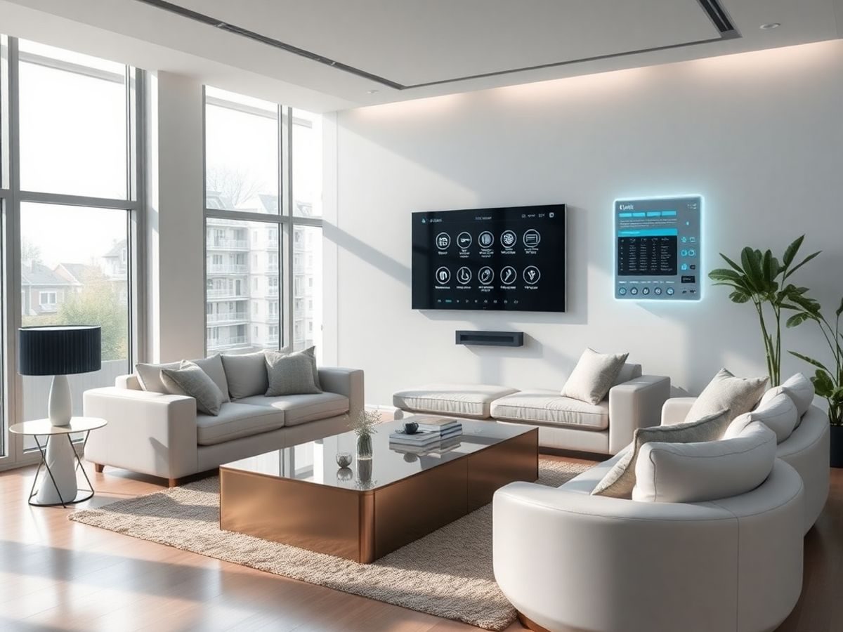 Interior modern al unei locuințe smart în 2025.