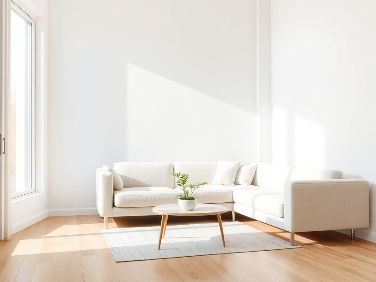Interior minimalist luminos cu mobilier simplu
