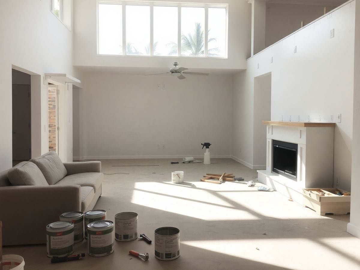 Casă în curs de renovare cu unelte.