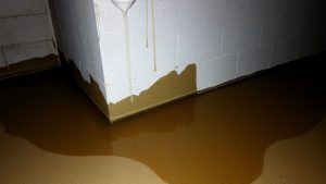 Subsol inundat cu apă infiltrată prin pereți.